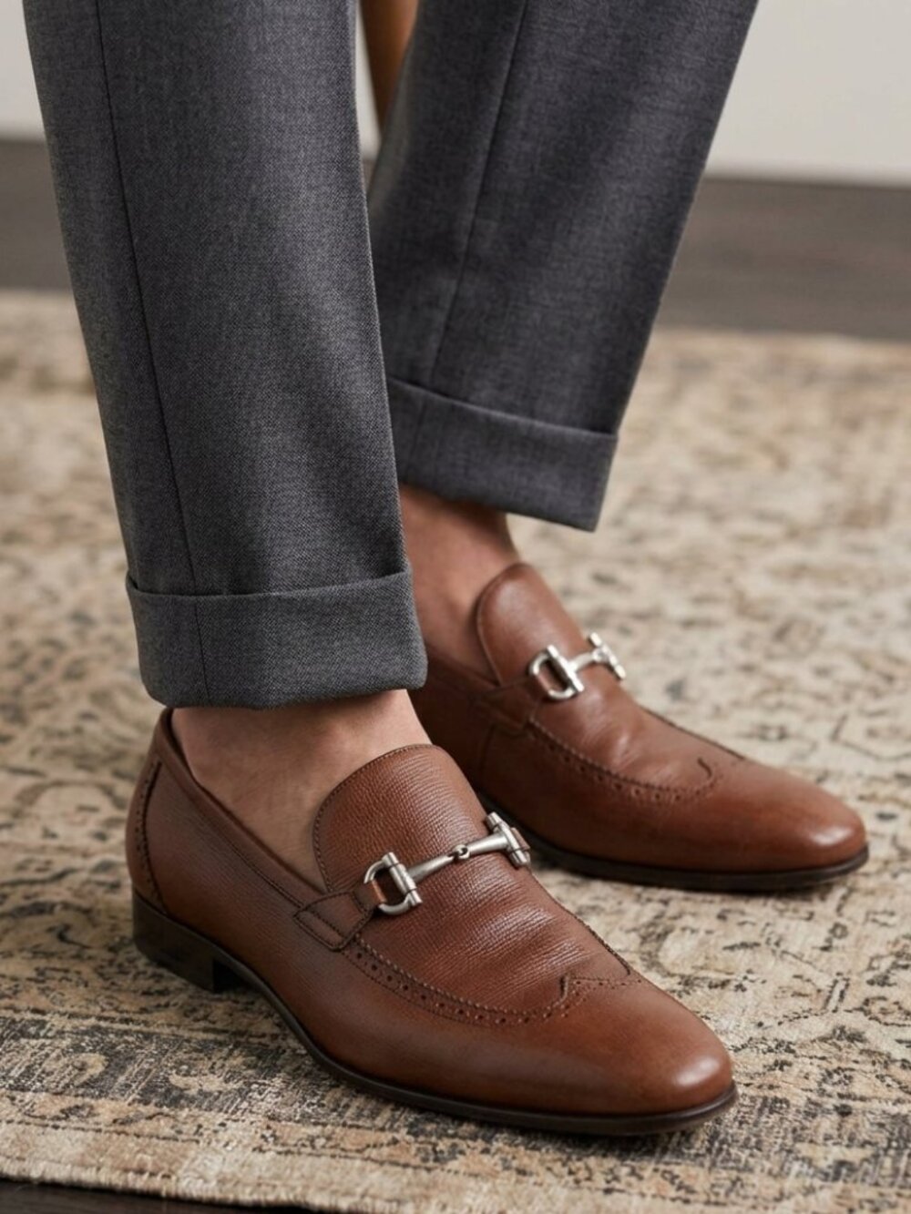 Salvatore Ferragamo Shoes Loafers Men’s Size 8.5 Chestnut Leather Bit Gancini
